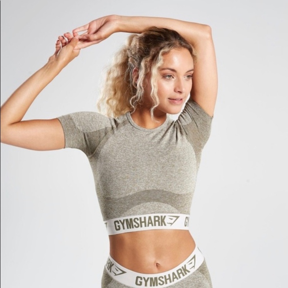 Gymshark Khaki/Sand Flex Crop Top